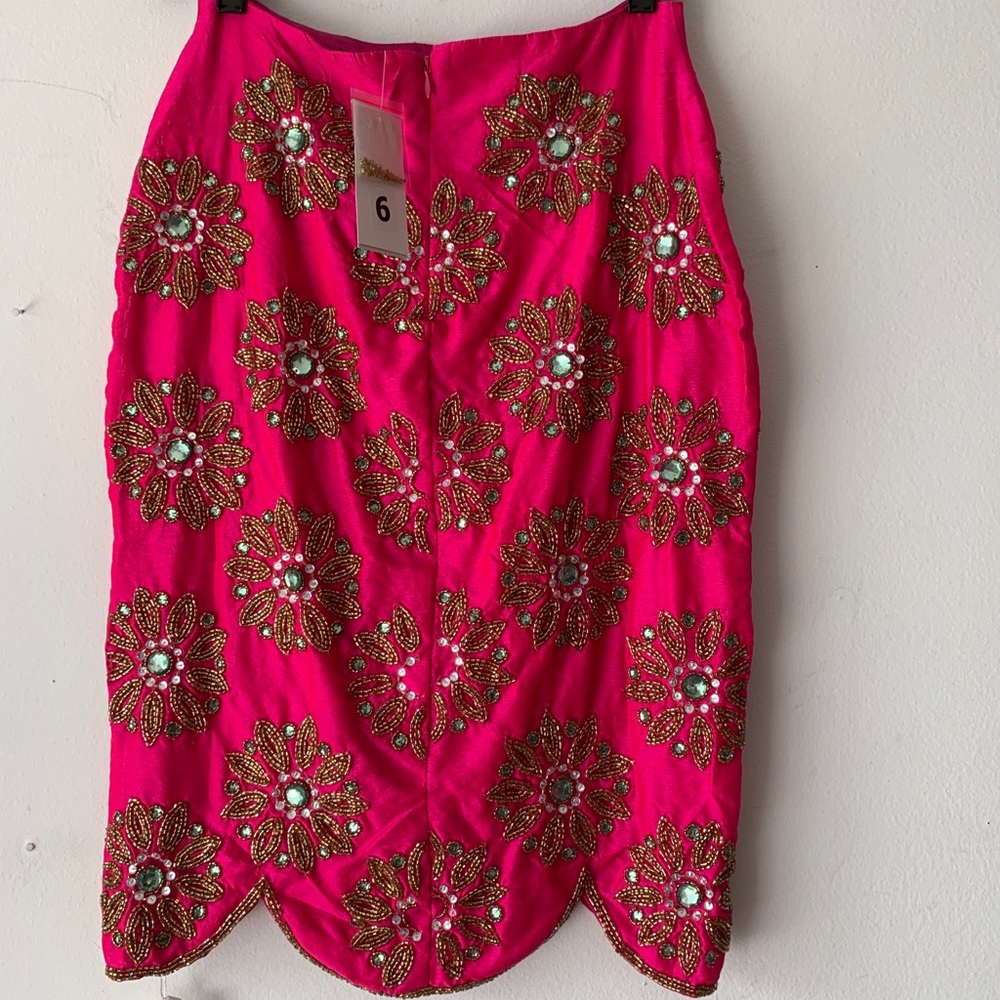 Virgo’s Lounge Pink floral beaded skirt